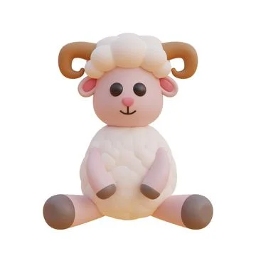 3D cute cartoon sheep, Element decorated for Ramadan Kareem or Eid Al Adha .. Stock Illustration