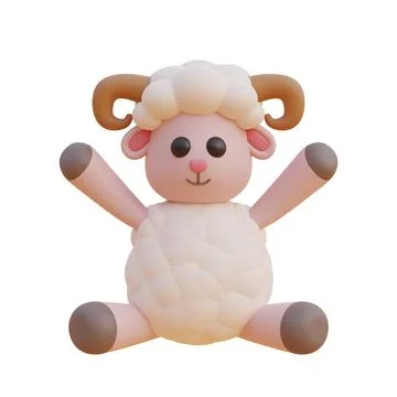 3D cute cartoon sheep, Element decorated for Ramadan Kareem or Eid Al Adha .. Stock Illustration