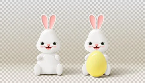 3d cute Easter bunnies Stock Illustration