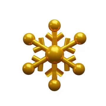 3d cute gold snowflake. Stock Illustration