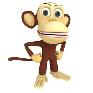 3d cute monkey with arms akimbo Illustrazione stock