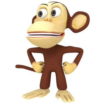 3d cute monkey with arms akimbo Stock Illustration