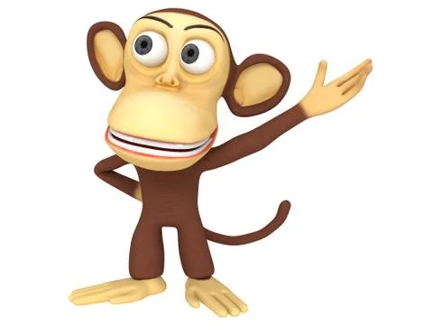 3d cute monkey presenting something Stock Illustration
