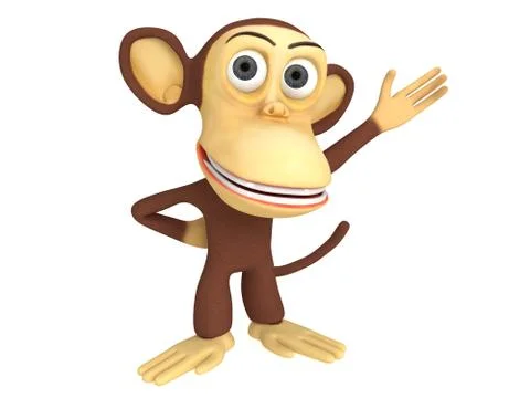 3d cute monkey presenting something Stock Illustration