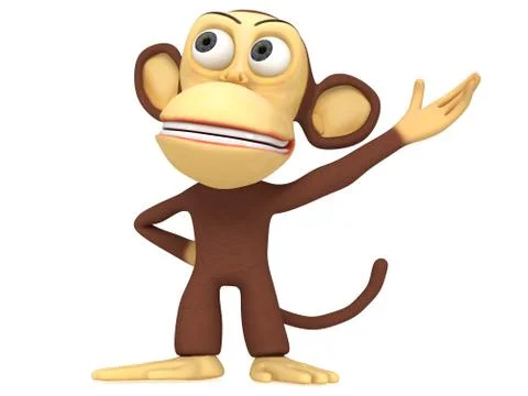 3d cute monkey presenting something 스톡 일러스트