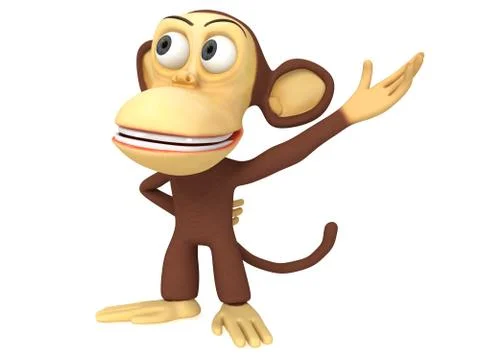 3d cute monkey presenting something Stock Illustration
