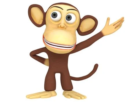 3d cute monkey presenting something 스톡 일러스트