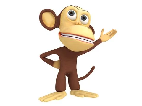 3d cute monkey presenting something 스톡 일러스트