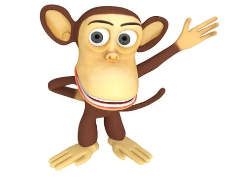 3d cute monkey presenting something Illustrazione stock