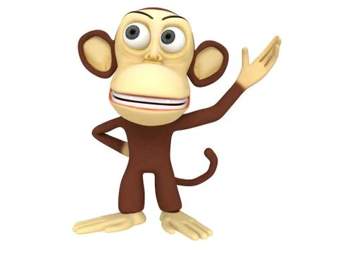 3d cute monkey presenting something 스톡 일러스트