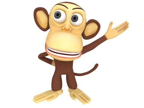 3d cute monkey presenting something Stock Illustration