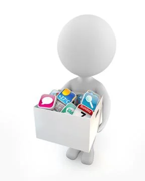 3d cute people - application software Ilustración de archivo