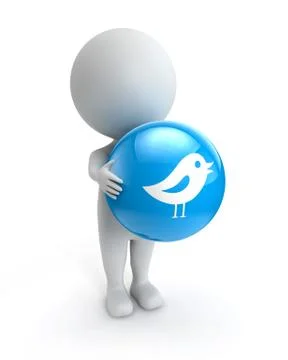 3d cute people- tweet button Illustrazione stock
