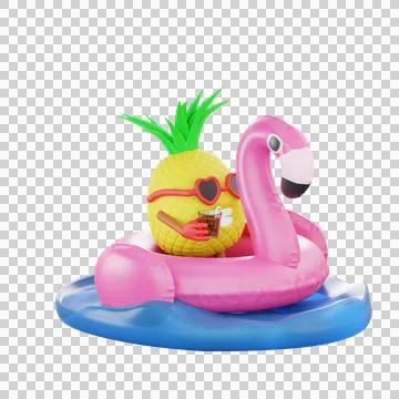 3D a cute pineapple summer vacation Stock Illustration