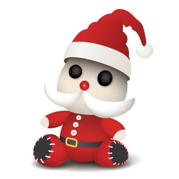 3D cute Santa Claus doll isolated on white background graphic illustration. Stock Illustration