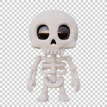 3D Cute Skeleton Character Stock Illustration