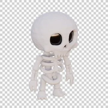 3D Cute Skeleton Character Isometric View Stock Illustration