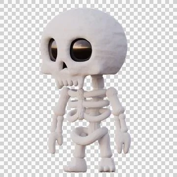 3D Cute Skeleton Character Side View Stock Illustration