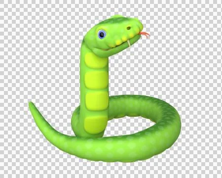 3d cute snake isolated on white background. 3d rendering Illustrazione stock