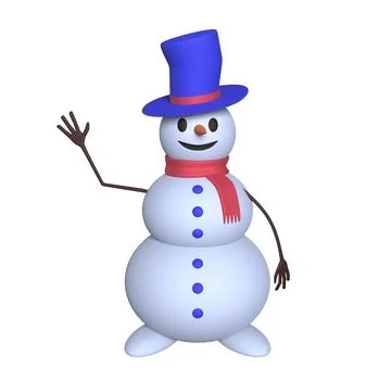 3d cute snowman on a white background. 3d rendering Stock Illustration