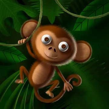 3d cute toy monkey character illustration Stock Illustration