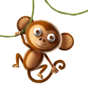3d cute toy monkey character illustration Stock Illustration