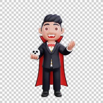 3d cute Vampire doing scary trick halloween design Stock Illustration