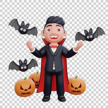 3d cute Vampire doing scary pose halloween design Stock Illustration