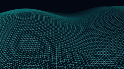 3D cyan wireframe digital landscape grid, abstract undulating terrain topog.. Stock Footage 342152981