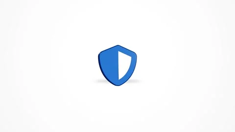 3D Cyber Security Shield Icon Animated Loop on White Background 4K Stock Footage 347651024