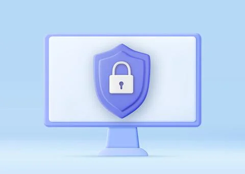 3D Cyber security technology mechanism concept. 스톡 일러스트