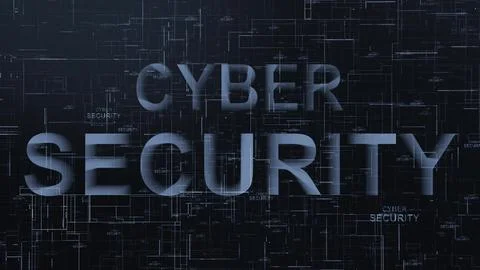 3d Cyber security text technology data line background Stock Illustration