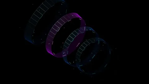 3D Cyber Tron Ring Tunnel SciFi Tech Motion Loop Video Display Screen 스톡 동영상 344655718