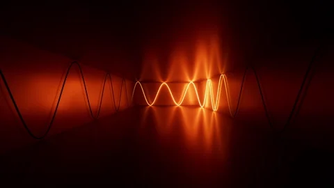 3D cycled animated background. Wavy line glow with red neon light Stock Footage 308303815