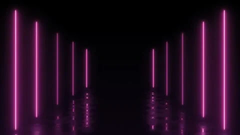 3d cycled animation, abstract pink red neon background with glowing pillars Stock-Footage 242429747