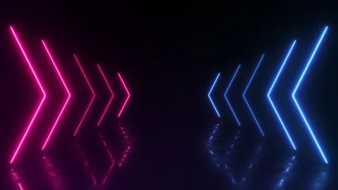 3d cycled animation, abstract pink red blue neon background with glowing arrows, Stock Footage 242429763