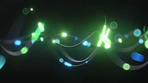 3d cycled animation, abstract technology background with moving green bokeh Stock Footage 157821462