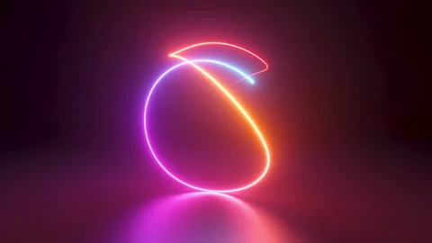 3d cycled animation of glowing chaotic line. Abstract neon background Video stock 155683625