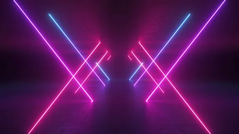 3d cycled animation, moving forward inside the endless tunnel with glowing neon Stock Footage 157821889