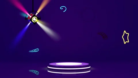 3d cylinder stage podium empty in room with neon, disco lights, abstract ge.. Stock Footage 286800598