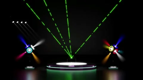 3d cylinder stage podium empty in room with neon, disco lights, abstract ge.. Stock Footage 287679585