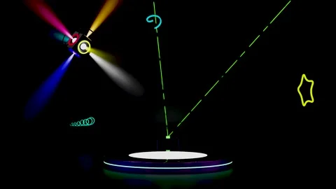 3d cylinder stage podium empty in room with neon, disco lights, abstract ge.. Stock Footage 287679589