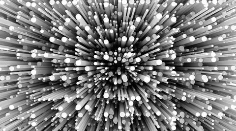 3d cylinders background. 3d futuristic explosion. Spore abstract. Stock-Illustration