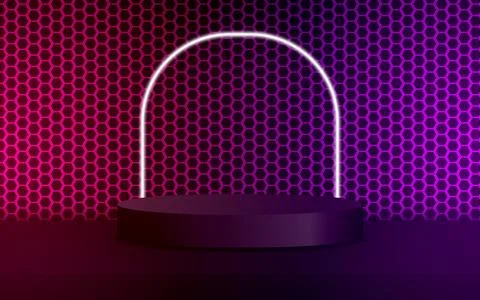 3D cylindrical podium backdrop with background. Minimalist pedestal mockup... Stock Illustration