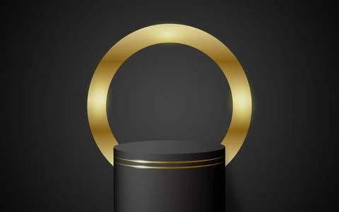 3D cylindrical podium backdrop with background. Minimalist pedestal mockup... Stock Illustration