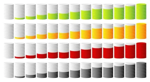 3d cylindrical progress, step indicators in more colors 스톡 일러스트