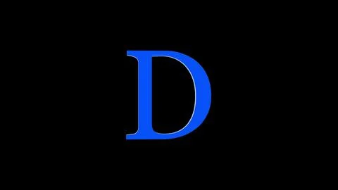 3d D letter logo loopable blue color black background Stock Illustration
