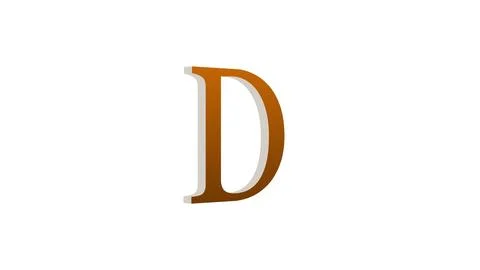 3d D letter logo loopable brown color white background Stock Illustration