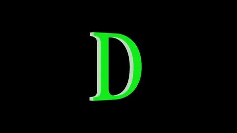 3d D letter logo loopable green color black background Stock Illustration