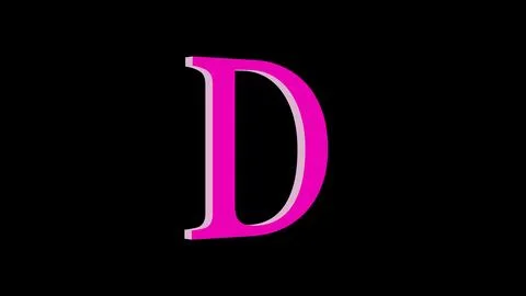 3d D letter logo loopable pink color black background Illustrazione stock
